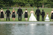 Wedding day reception on the outside lawn.