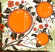Grunge paint flower background with circles, vector