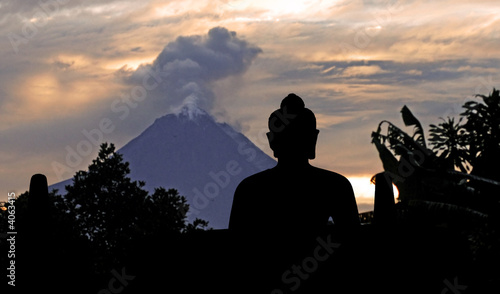 Photo: Indonesia, java, Borobudur: Merapi Volcano at the sunrise Indonesia, java, Borobudur: Merapi Volcano at the sunrise
