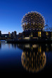geodesic dome of science world, vancouver night scene geodesic dome of science world, vancouver night scene
