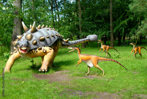 Troodon attacking Euoplocephalus, dinosaurs series