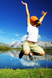 Happy jumping girl