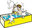 Illustration: Man taking a bath Man taking a bath
