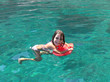 learning to swim, little girl, Greece