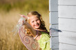Little girl with butterfly wings