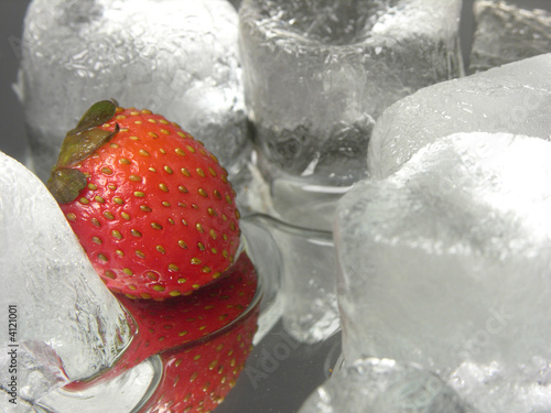 strawberry with water and ice