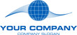 logo mit weltkugel und organischem element