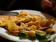 Omlet with fried potatoes and salad Omlet with fried potatoes and salad