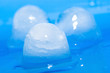 ice cubes on a blue background