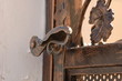 Handle of rusty steel gate Handle of rusty steel gate