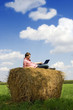 man working on haystack