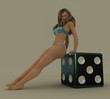 Take a gamble. Virtual model sitting on a large titanium dice. Take a gamble. Virtual model sitting on a large titanium dice.