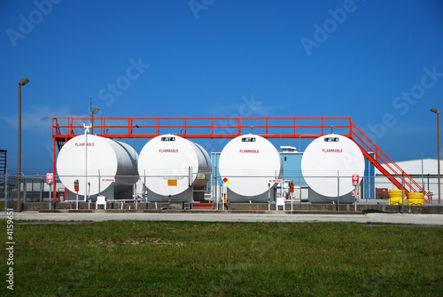 Industrial storage facility with jet fuel canisters