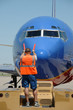 Photo: Southwest airlines airplane arriving at the gate Southwest airlines airplane arriving at the gate