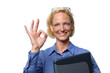 Businesswoman giving the OK sign Businesswoman giving the OK sign