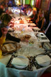 Happy people eating together