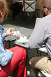 Couple sitting in the cafe  