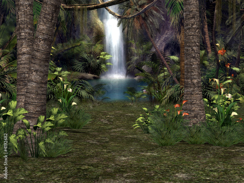 3D Waterfall Background © Compdoctor #4192682. 3D Waterfall Background