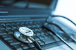 Stethoscope and laptop Stethoscope and laptop