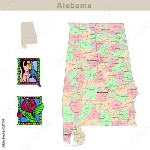 USA states series: Alabama. Political map USA states series: Alabama. Political map