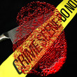 Crime scene tape and fingerprint Crime scene tape and fingerprint
