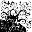 Butterflies Flowers Stars Background Abstract Silhouette Butterflies Flowers Stars Background Abstract Silhouette
