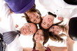 cheerful friends over white