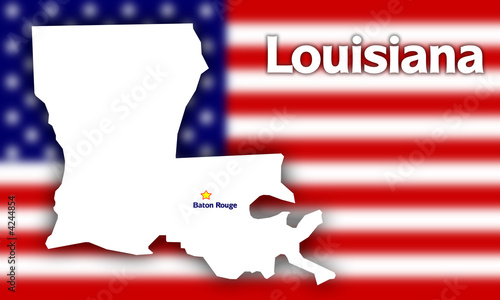 Louisiana state contour against blurred USA flag Louisiana state contour against blurred USA flag