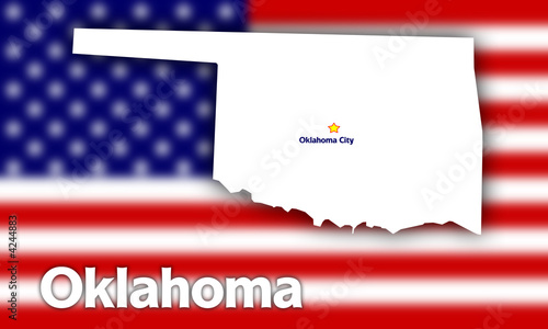 Oklahoma state contour against blurred USA flag Oklahoma state contour against blurred USA flag