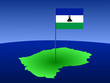 map of Lesotho with flag
