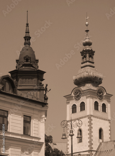 Two towers (old photo effect)