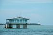 Blue Stilt House in Stiltsville with Lighthouse Blue Stilt House in Stiltsville with Lighthouse