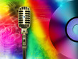 Disco retro collage, colores arcoiris.