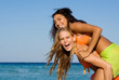 piggyback fun, happy smiling beautiful healthy,teens