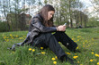 Teenage girl sending an sms Teenage girl sending an sms