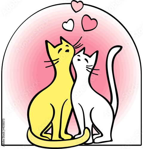 love heart vector. Two cats in love - heart,