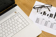 Photo: Laptop keyboard, glasses and figures Laptop keyboard, glasses and figures