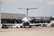 Jet parked at the gate at the airport