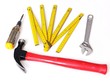 Tools over white.