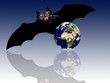 Halloween theme: stylized bat with the Earth