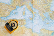 Compass on a map Compass on a map