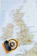 Compass on a map Compass on a map
