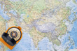 Compass on a map Compass on a map