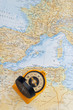 Compass on a map Compass on a map