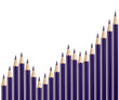 Business graph illustrating growth made up of blue pencils Business graph illustrating growth made up of blue pencils