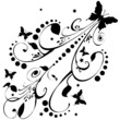 Butterflies Flowers Stars Background Abstract Silhouette Butterflies Flowers Stars Background Abstract Silhouette