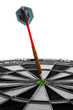 Dart hitting a bulls-eye on white background Dart hitting a bulls-eye on white background