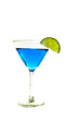 Martini glass with a twist of lime on white background Martini glass with a twist of lime on white background