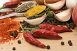 red peppers and other spices with garlic and onion red peppers and other spices with garlic and onion