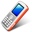 Mobile phone in a red case